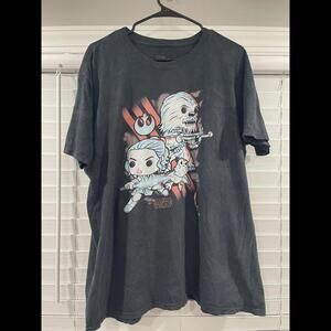 STAR WARS Funko Pop Rey Chewie Porg Black T-Shirt Men's Size Large L 100% Cotton